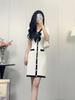 Vestido de Tricô Suave Estilo Francês Inspirado em Chanel, Novo Modelo Verão 2026, Doce e Elegante, Com Cintura Marcada, Emagrecimento, Decote V, Corte Evasê