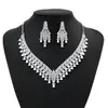 Conjunto de Colar e Brincos Full Diamond Transfronteiriço, Estilo Fashion para Festas de Vestir, Banquetes, Vestidos de Noiva, Acessórios de Noiva, Processamento Personalizado