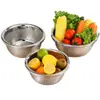 Fornecimento de Fábrica Conjunto de Três Peças de Bacia Peneira para Arroz em Aço Inoxidável Conjunto de Bacias para Lavar Arroz Bacia para Lavar Vegetais Doméstica Bacia de Escorrer Bacia Multiuso