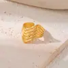 Anillo de Acero Inoxidable con Forma de Hoja para Mujer, Estilo de Moda Europeo y Americano, Estilo Ins Hip-Hop, Ajustable, No se Desvanece, Joyería de Anillo Abierto