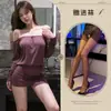 Roupas Estilo Boneca com uma Vibração Pura e Sedutora, Uniforme Bodycon Roxo sem Costas de Um Ombro com Mangas Longas, Lingerie Sexy e Provocante, Roupa de Dormir Sedutora
