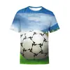 Camiseta Masculina Redonda Plus Size Europeia/Americana Estampada com Impressão Digital 3D Camiseta Esportiva de Secagem Rápida Manga Curta