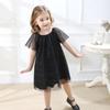 Vestido de manga curta para meninas, primavera e verão, novo vestido tutu de malha, vestido de princesa estiloso para bebês, vestido fofo em linha A para crianças