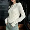 Cárdigan de punto calado de estilo suave para mujer, primavera y otoño, corto, holgado, adelgazante, abrigo suéter, top