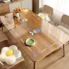 Tapete de Mesa Transparente Dopamina Vidro Macio PVC Impermeável à Prova de Óleo Resistente ao Calor Lavável Toalha de Mesa Desenho Animado Tapete para Mesa de Centro Mesa de Jantar