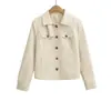 Cl25167-25 Jaqueta de Artesanato Nova de Outono com Aspecto de Cera Estilo Workwear Jaqueta Estilo Europeu e Americano Retro Moderno Lapela