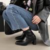 Botines Skinny de Tacón Alto Estilo Hada 2024 Otoño Nuevo Cuero Suave Tacón Grueso Botas Humo Moda Popular Cibernética Botines Chelsea