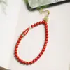 Cadena para Teléfono de Cinabrio Auspiciosos Tres Tesoros Correa para Teléfono Estilo Muñequera para Mujeres, Colgante Llavero Bestia Devoradora de Oro Carpa