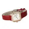 2026 Versión Coreana Transfronteriza Reloj con Correa Digital de Cuero y Aleación con Forma de Corazón Dulce Reloj de Cuarzo Cuadrado para Mujer Set de Pulsera de Corazón