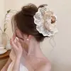 Pinza para el pelo con lazo de malla para mujer, Pinza de alta gama 2026 estilo nuevo para cabello grueso, Pinza de tiburón para la parte posterior de la cabeza, Accesorio para el pelo de verano