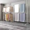 Secador de Ropa de Acero Galvanizado Engrosado de Pie Vertical Interior Exterior Balcón Estante Colgante de Dos Niveles Estante Superior e Inferior Secador de Ropa