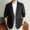 Verano 2026 Nuevo Estilo Lino Traje Casual para Hombre Negocios Delgado Color Sólido Protección Solar Traje Chaqueta Top para Hombre