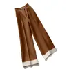 Pantalones Casuales de Otoño para Mujer, Diseño Caqui Estilo Retro 2026, Pantalones de Pierna Ancha Fluidos de Cintura Alta Adelgazantes para Cuerpo Tipo Pera