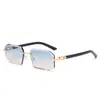 Gafas de Sol Cuadradas de Metal Sin Marco Retro para Hombres y Mujeres, Gafas de Sol de Moda Poligonales Sin Marco Clásicas Transfronterizas