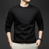 Camiseta de Hombre 100% Algodón Manga Larga Otoño e Invierno Nueva Cuello Redondo Color Sólido Juvenil Holgada y Cómoda Versátil Casual Sudadera de Hombre Dropshipping