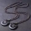 Colgante protector de doble dragón de obsidiana natural al por mayor del fabricante, amuleto "Sin Preocupaciones" de obsidiana helada, colgante de doble Pixiu de cristal de hielo