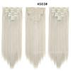 Conjunto de sete peças de extensões de cabelo sem costura, extensões de cabelo sintético liso e longo com 16 presilhas, em cor sólida, material de fibra resistente a altas temperaturas.