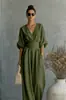 2026 Europeu e Americano Transfronteiriço Primavera e Verão Novo Estilo Amazon Elegante Feminino Cintura Marcada Decote V Temperamento Roupas Femininas Macacão