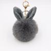 Llavero con colgante de bola de pelo con orejas de conejo, bonito colgante de peluche con orejas de conejo, bolso de piel sintética, joyería, bola de pelo.