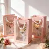 Bolsas Tote Transparentes com Janela no Atacado para o Dia da Mulher, Dia dos Namorados e Festival Qixi, Adequadas para Decorações de Vitrines, Bonecas e Buquês de Flores