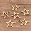 10 Pingentes de Formas Geométricas de Aço Inoxidável de 2 Cores DIY Moldura Abrasiva Estrela de Cinco Pontas Losango Redondo Gota de Água Lua