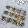 Decorações para Unhas Artísticas com 12 Compartimentos Strass de Fundo Plano Pacote Misto Strass Redondos Pontiagudos Coloridos para Unhas Acessórios DIY para Nail Art