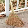 Escoba de sorgo con mango de madera escoba de saneamiento manual a la antigua cerdas engrosadas escoba para patio exterior limpieza duradera para el hogar
