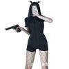 Lin Linting Nuevo Estilo Ropa Interior Sexy para Mujer Tela de Baño de Seda Cremallera de Doble Cabezal Manga Corta Abertura Libre Sexy Traje de una Pieza
