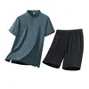 Conjunto de Três Peças Respirável de Seda Gelada Polo de Manga Curta Camiseta de Verão Novo Casual Esportivo para Jovens Homens
