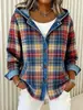 Cárdigan Sudadera con Capucha y Botones Estampado Floral Retro Transfronterizo Europeo y Americano para Mujer, Holgado, Casual, Manga Larga, Prenda Exterior