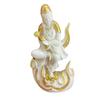 Fruta Marfim com Design de Chama Banhado a Ouro, Estátua de Guanyin, 15*7,5*4,5cm, Ornamento Artesanal para Prateleira de Exposição da Sala de Estar de Casa