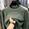 Suéter de Tricô Masculino, Gola Redonda, Padrão Jacquard, Nova Camisa Básica de Manga Longa, Simples, Clássico, Casual, Suéter Masculino Versátil