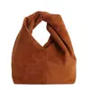Bolsa de Couro Camurça para Mulheres 2026 Nova Nicho High-End Retrô Bolsa de Mão Vermelha Grande Capacidade Bolsa de Trabalho para Mulheres