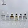 Botella de Aceite Esencial de 30ml/50ml con Hombro Galvanizado, Botella de Esencia, Botella de Vidrio con Gotero, Botella Dispensadora Cosmética, Botella de Aceite Esencial