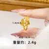 Anillo Mariposa Flor Estilo Étnico de Moda, Elegante Oro de Arena Vietnamita Incrustado con Corona de Circonita Anillo Hueco para Dedo Índice Suministro de Joyería