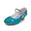 Saltos Altos Infantis Sapatos Femininos Nova Moda Estudantes Lantejoulas Prateadas Sapatos de Performance Etiqueta Feminina Flor Sapatos Infantis