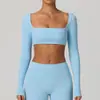 Ropa de yoga ajustada de manga larga para otoño e invierno, ropa deportiva para correr al aire libre y fitness, camiseta de forro polar, top deportivo para tenis y golf