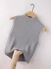 Chaleco de Punto Base Blanco de Cuello Medio Alto para Mujer, Top Ajustado sin Mangas, Adecuado para Usar Debajo de un Traje