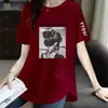 Desembaraço de E-commerce Transfronteiriço Grandes Marcas Cortam Etiquetas Contra Comércio Exterior Roupas para Mães Casuais Tamanho Plus Manga Curta Camiseta Moderna Ombro Normal Feminina