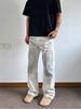 Vintage Dirty Dye Fashion Cat Whiskers Lavado Design Sense Jeans Reto Branco Estilo Waste Earth Masculino Calças Compridas de Casal