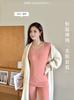 Conjunto de Cuidados com a Pele de Temperatura Constante Outono e Inverno 2.0 Roupas de Outono e Calças Compridas para Mulheres, Camiseta Básica Quente Elástica de Gola Redonda Fina Confortável para Mulheres