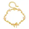Pulseira Borboleta Libélula Banhada a Ouro Real Cobre 18k Luxo Leve Zircônia Pulseira de Nicho de Alto Padrão Pulseira Doce Exquisita para Mulheres