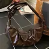 Bolso de Hombro Cruzado Vintage de Cuero Suave Plegado Estilo Bollo, Bolso Casual de Hombro Estilo Perezoso para el Día a Día, Bolso Croissant de Alto Valor