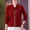 Suéter de Punto de Manga Larga de Moda para Mamá 2026, Casual, Rejuvenecedor, Corte Holgado, Adelgazante, Tallas Grandes, Suéter Versátil para Otoño e Invierno