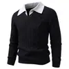 Moda masculina transfronteriza 2026 otoño/invierno nuevo estilo coreano suéter de punto oversized de moda con cuello de dos piezas falso ropa de punto para hombre