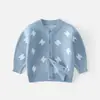 Cárdigan Grueso de Doble Capa Rayo Estilo Coreano para Niños Ropa Exterior Cálida Suéter de Algodón Clase A Otoño Niños y Niñas Top de Punto