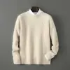 Baicai Rong 2026 Otoño/Invierno Nuevo Estilo Suéter 100% Lana Pura para Hombre Cuello Redondo Jersey Grueso Tejido de Cable Capa Base