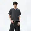 Camiseta de Punto de Manga Corta con Cuello en V Dos en Uno Estilo Old Money para Hombres y Mujeres, Verano Cleanfit, Camiseta Sencilla y Casual para el Trabajo con Hombros Rectos