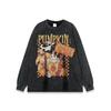 Camiseta de Manga Larga Estilo Americano Lavado Pesado Viejo Estampado Directo por Aspersión Moda Nacional Urbana Holgada Casual Top Otoño