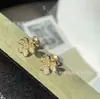 Versión Alta Fanjia Chapada en Oro de Color 18K, Pétalos de Trébol de la Suerte Llenos de Diamantes, Cadena para Clavícula de Trébol, Anillo Colgante de Trébol de Cuatro Hojas